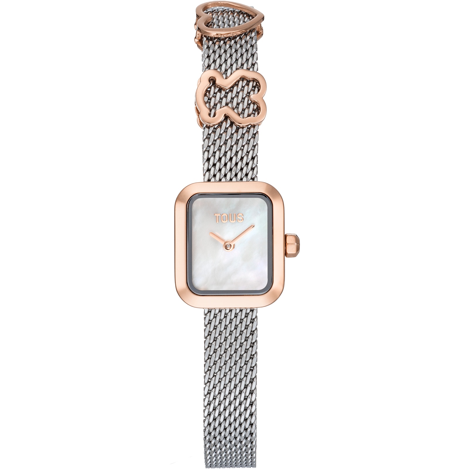 Analog Watch with steel bracelet, rose-colored steel motif and mother-of-pearl face TOUS ICON TIME CHARMS