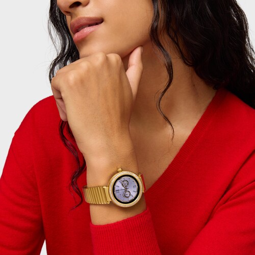 Rellotge de polsera smartwatch amb bra&ccedil;alet d&rsquo;acer daurat i zirc&ograve;nies TOUS S-CONNECT