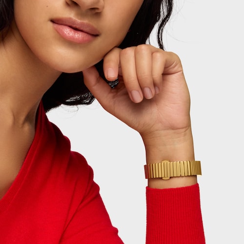 Rellotge de polsera smartwatch amb bra&ccedil;alet d&rsquo;acer daurat i zirc&ograve;nies TOUS S-CONNECT