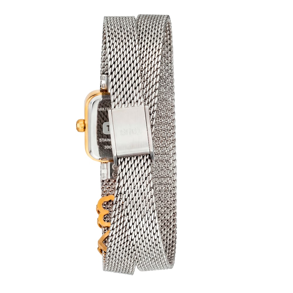 Reloj anal&oacute;gico con brazalete de acero con motivo, acero dorado y esfera de n&aacute;car ICON TIME EMBRACED