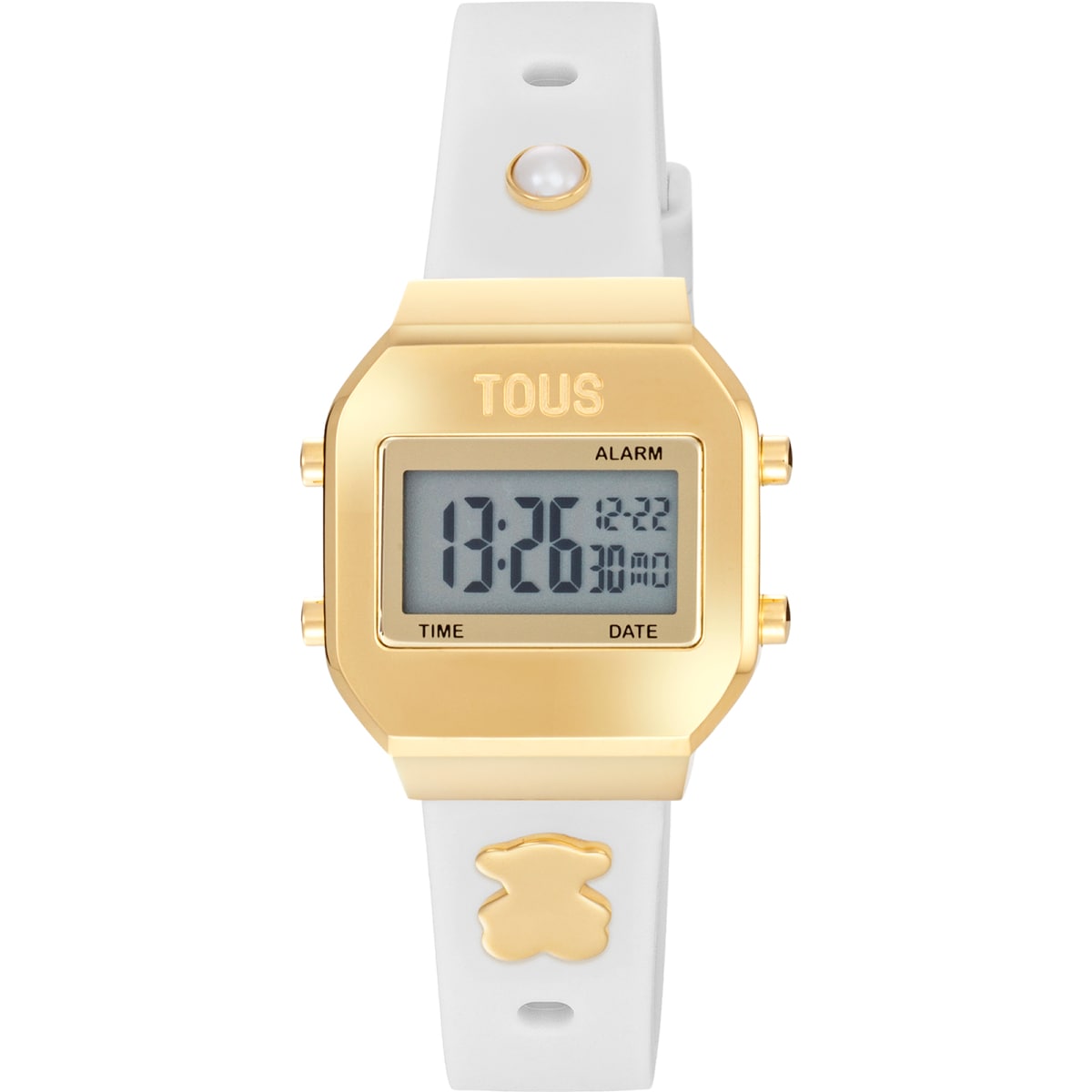 Tous - Reloj Digital Con Correa Blanca, Acero Dorado Y Gemas Xpresurslf - Único