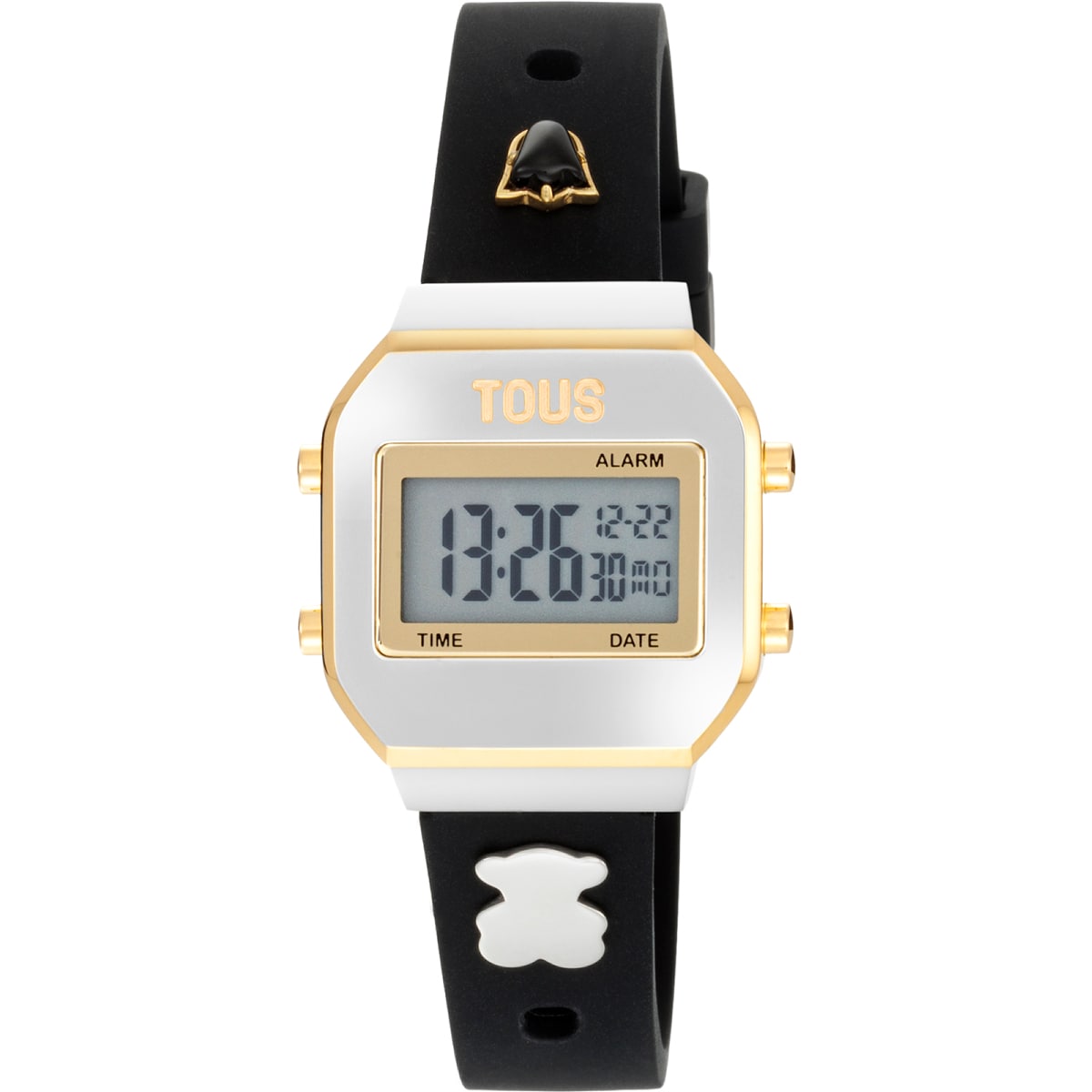Tous - Reloj Digital Con Correa Negra, Acero Y Gemas Xpresurslf - Único