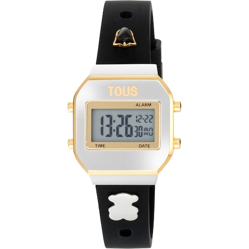 Orologio digitale in acciaio e pietre preziose con cinturino nero TOUS XPRESURSLF