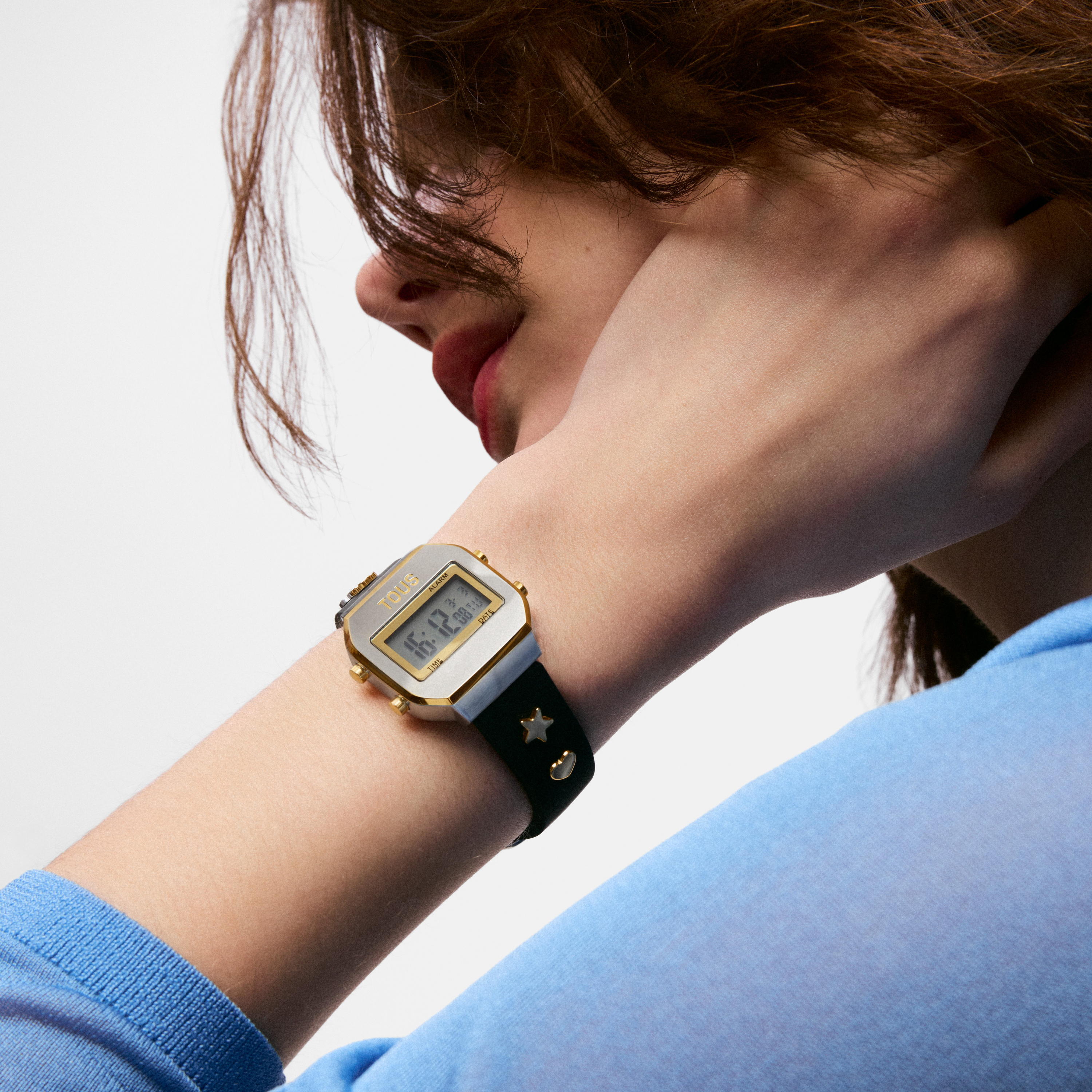 Digital Watch with black strap, steel and gemstones TOUS XPRESURSLF