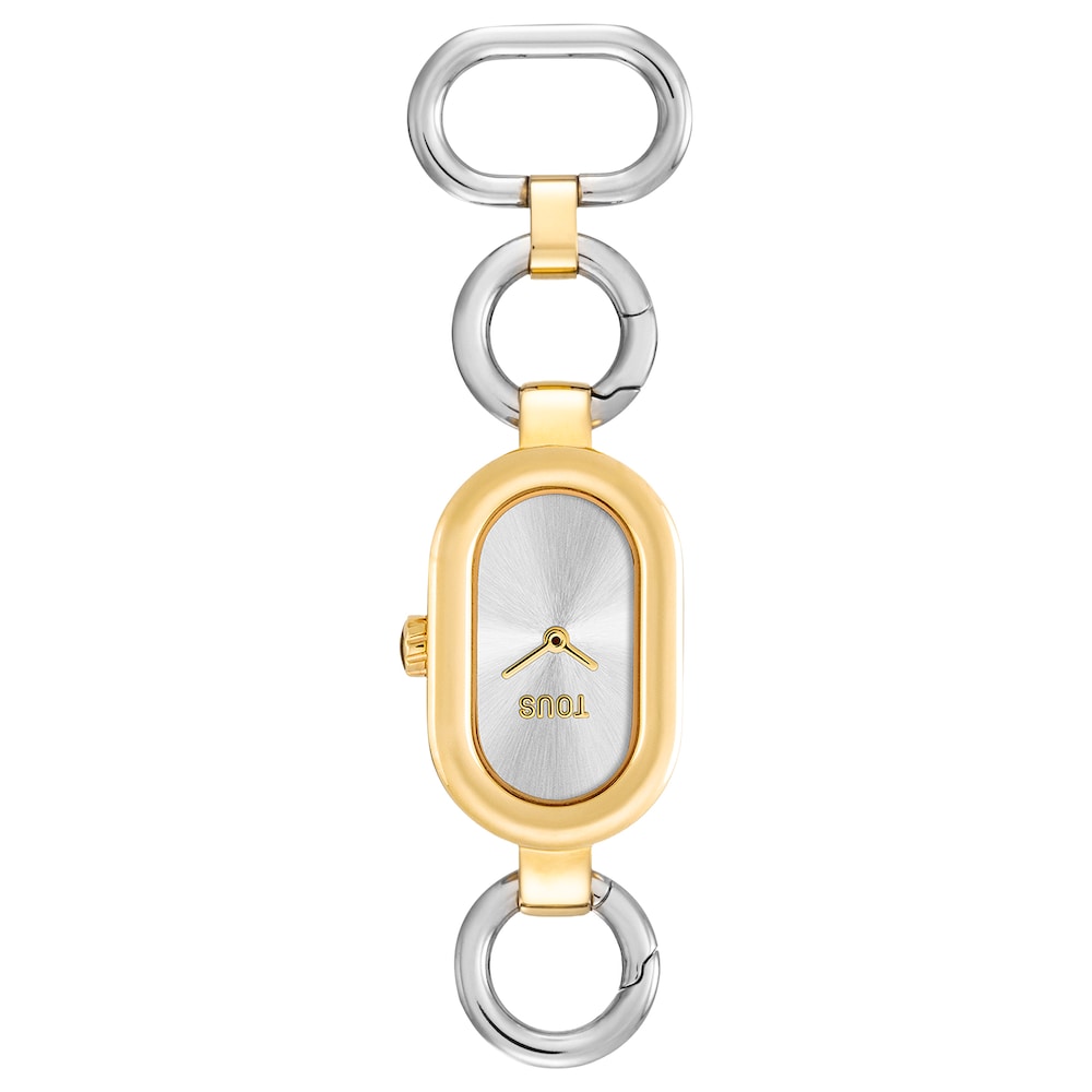 Fermall/rellotge anal&ograve;gic d&rsquo;acer i acer de color daurat TOUS HOLD OVAL