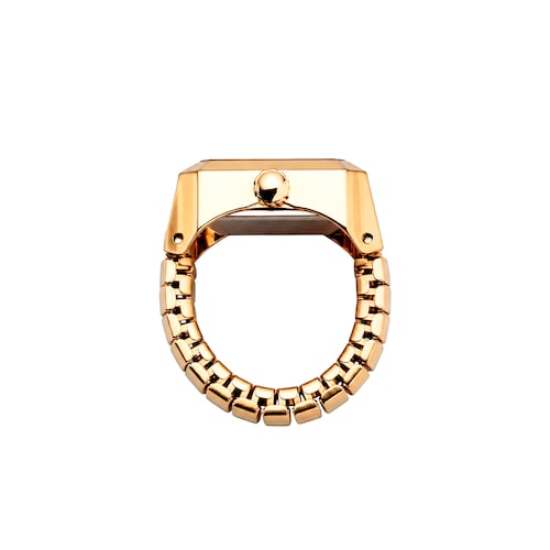 Anillo/Reloj anal&oacute;gico de acero dorado KARAT 