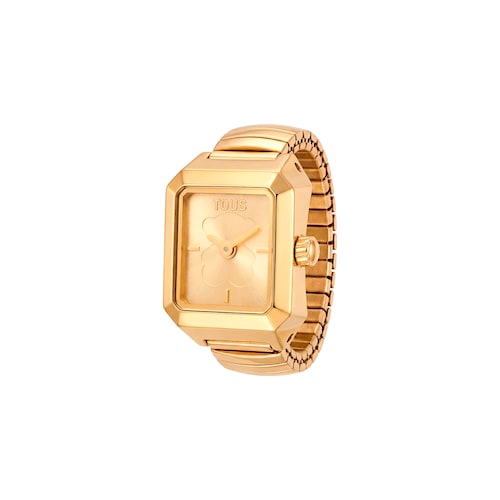 Anillo/Reloj anal&oacute;gico de acero dorado KARAT 