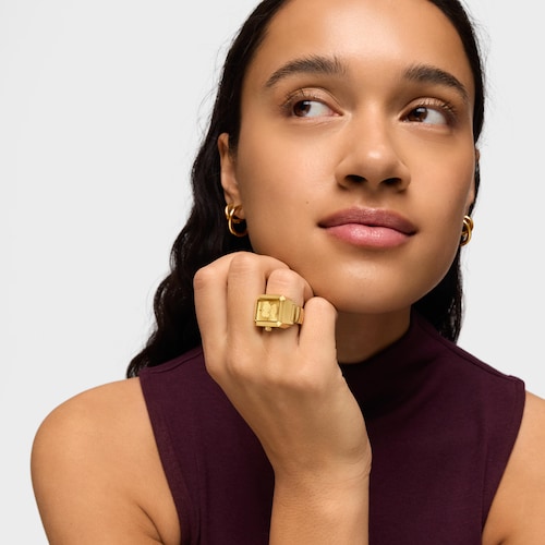 Bague/Montre analogique en acier dor&eacute; TOUS KARAT 