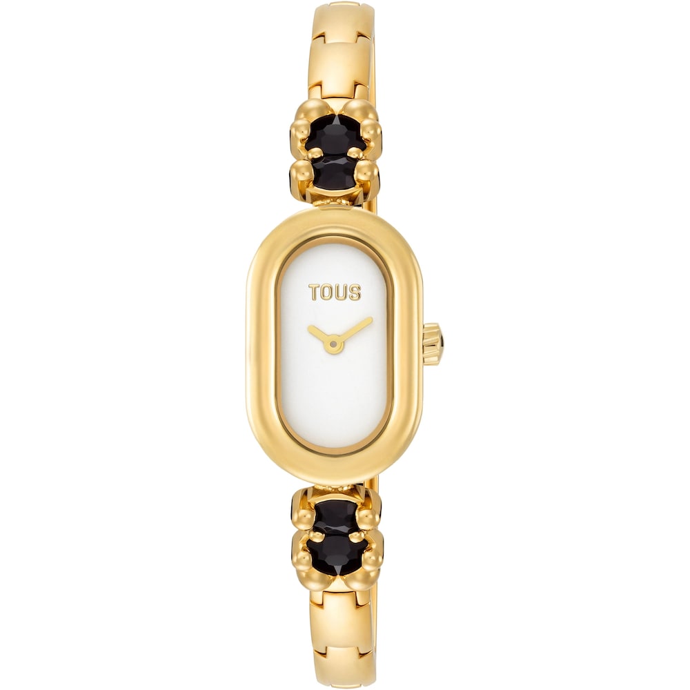 Analog watch with gold-colored steel bracelet and onyx TOUS Color Bear