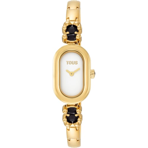 Analog watch with gold-colored steel bracelet and onyx TOUS Color Bear