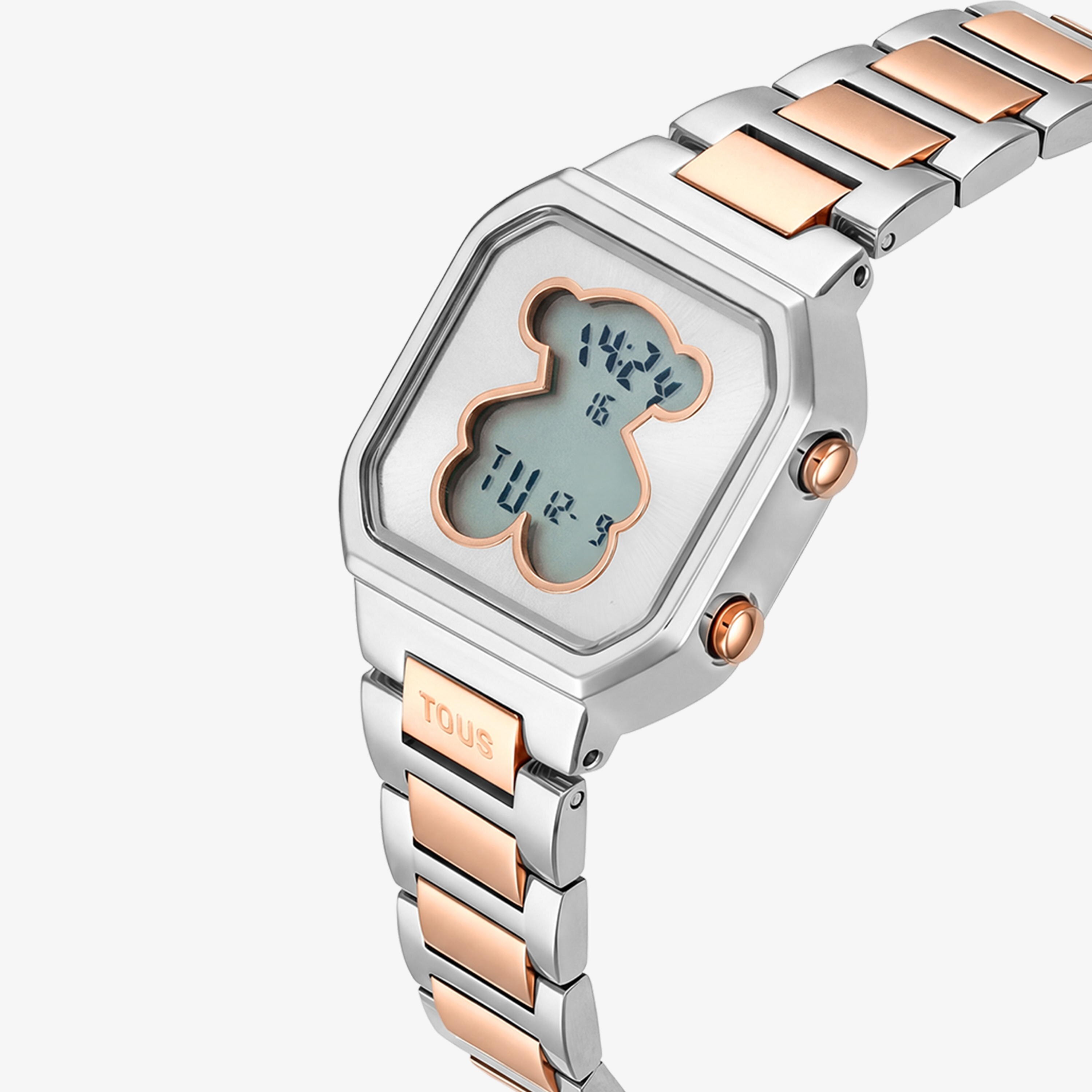 Digital watch with two-tone steel bracelet TOUS D-BEAR MINI