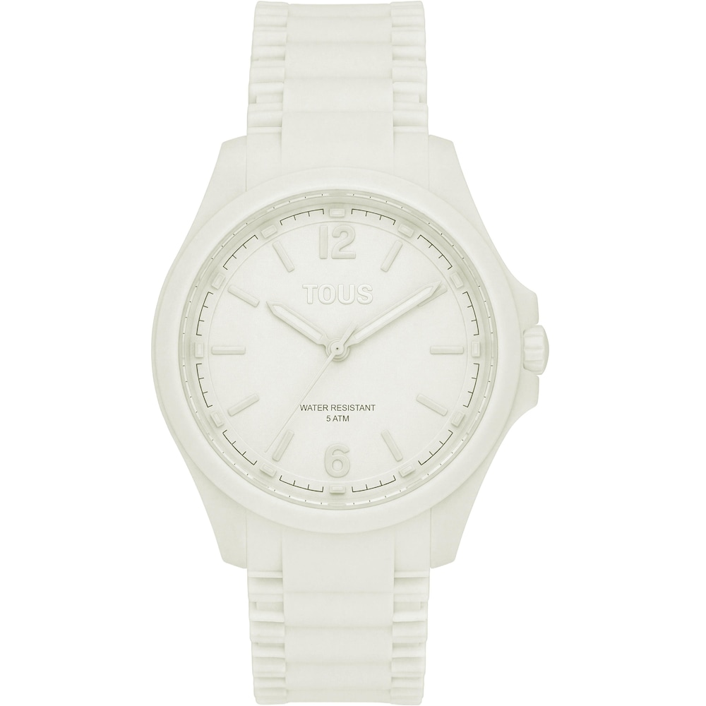 Reloj anal&oacute;gico y correa de silicona blanca Drive