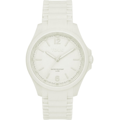 Reloj anal&oacute;gico y correa de silicona blanca Drive