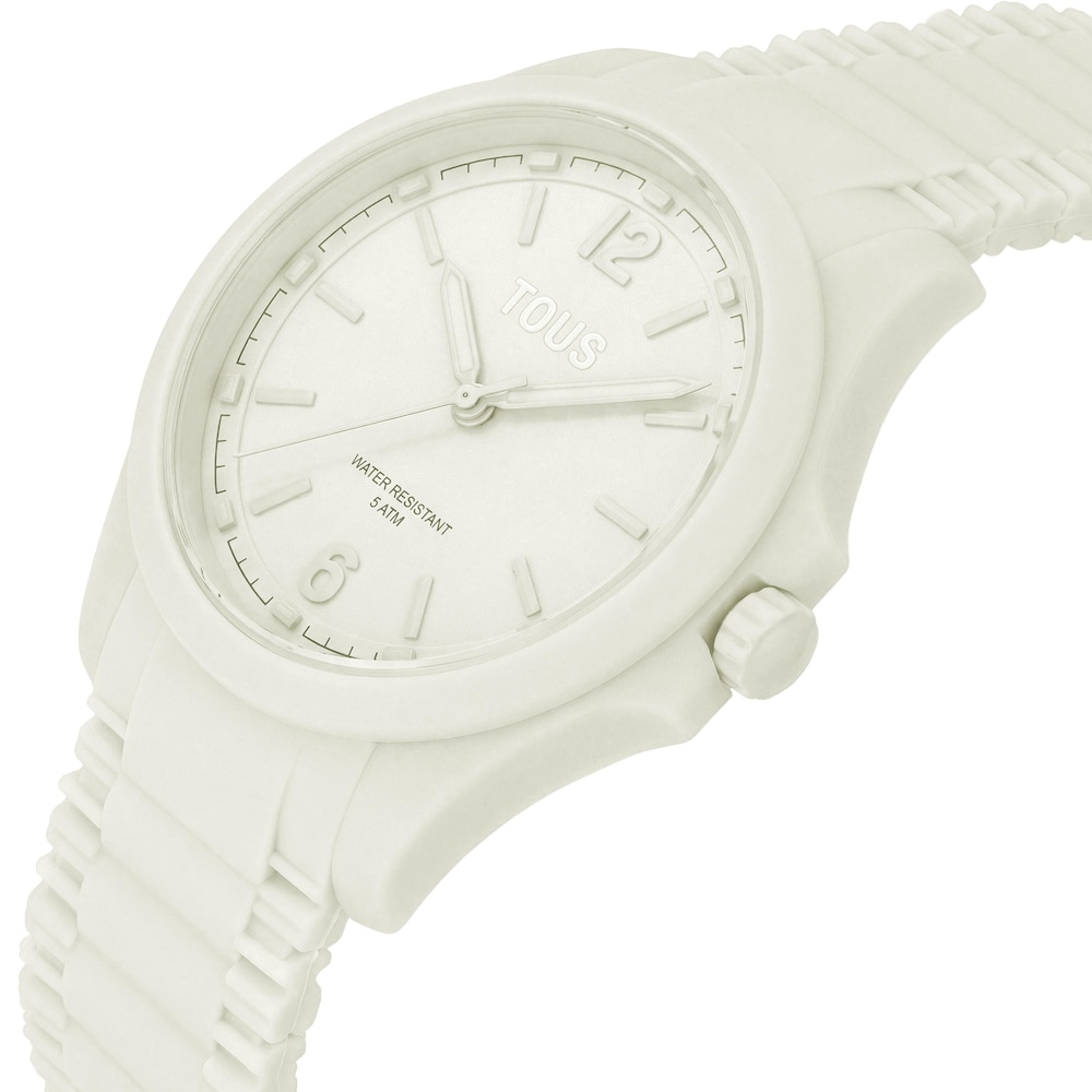 Reloj anal&oacute;gico y correa de silicona blanca Drive
