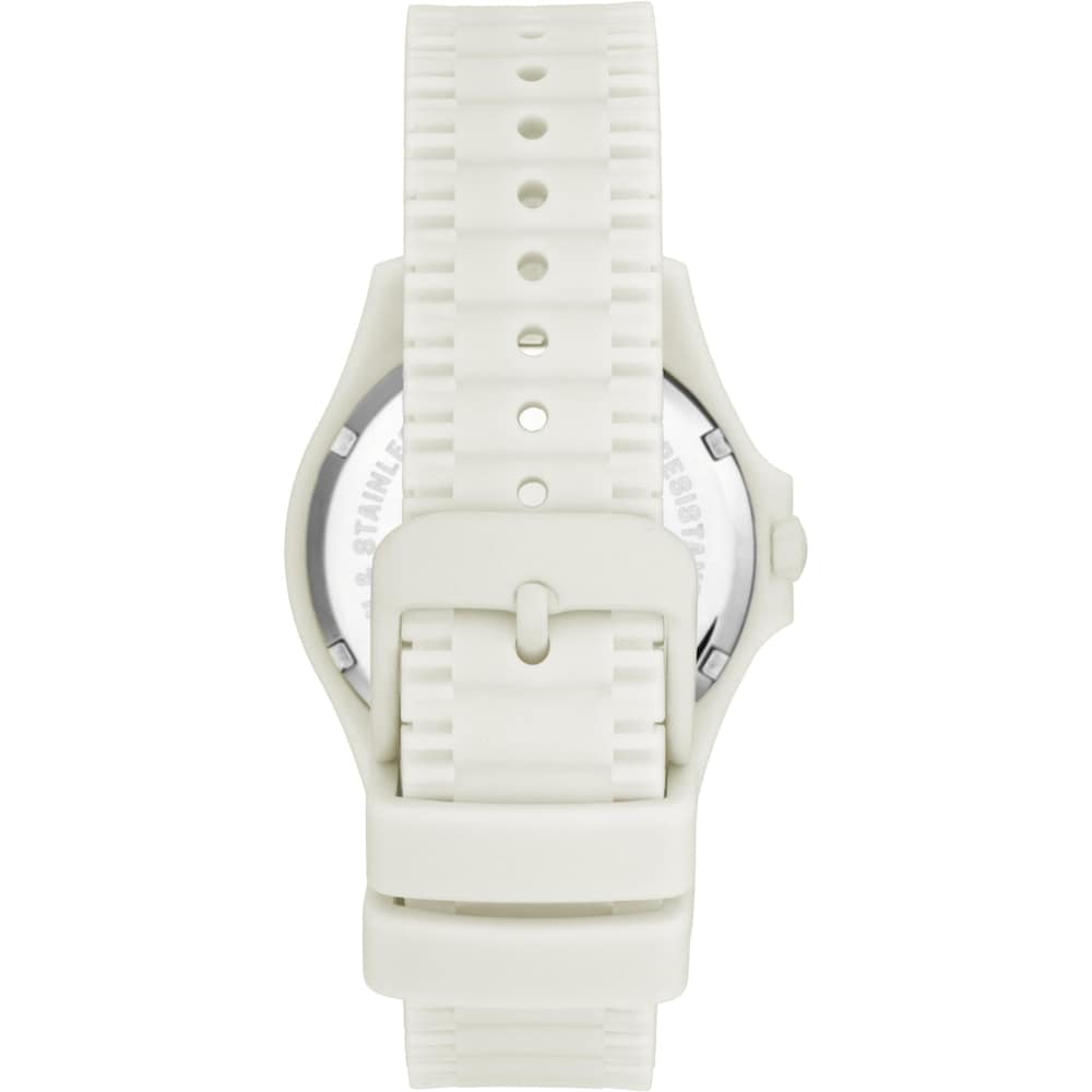 Reloj anal&oacute;gico y correa de silicona blanca Drive