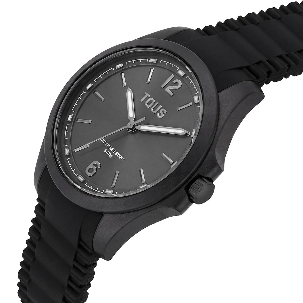 Reloj anal&oacute;gico y correa de silicona negra Drive