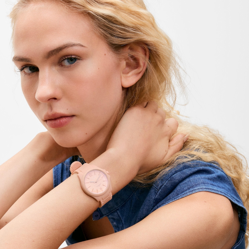 Analoguhr mit nudefarbenem Silikonarmband TOUS Drive