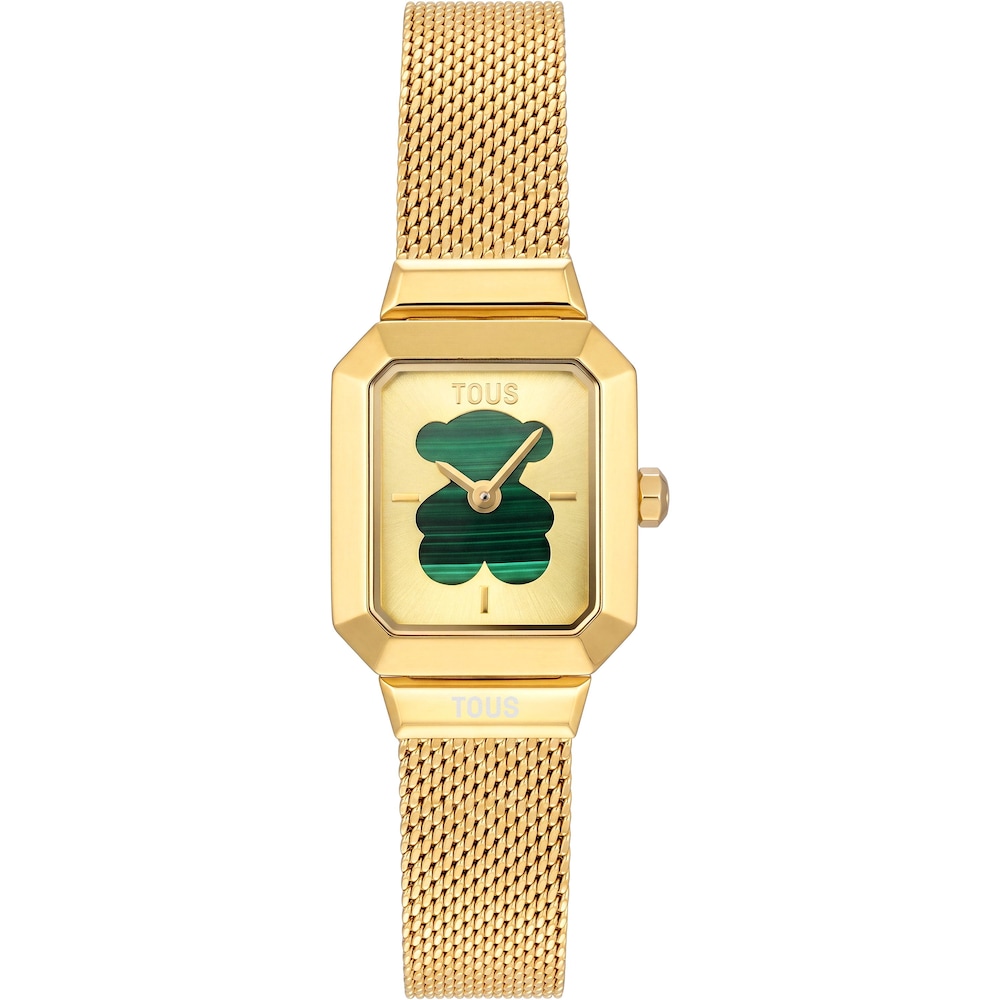 Analoguhr aus goldfarbenem Stahl mit Malachit TOUS Karat Reveal
