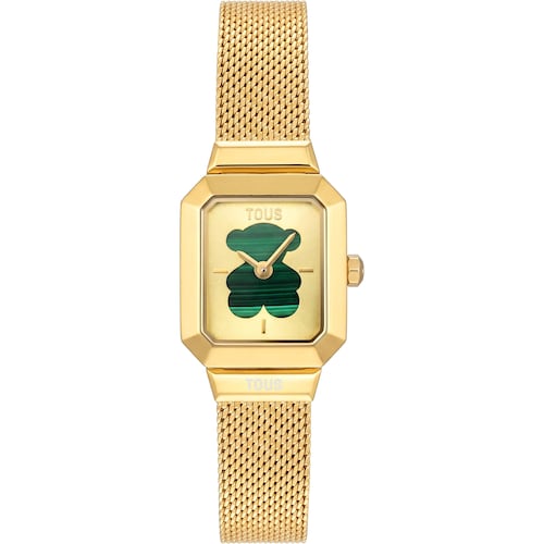 Analoguhr aus goldfarbenem Stahl mit Malachit TOUS Karat Reveal