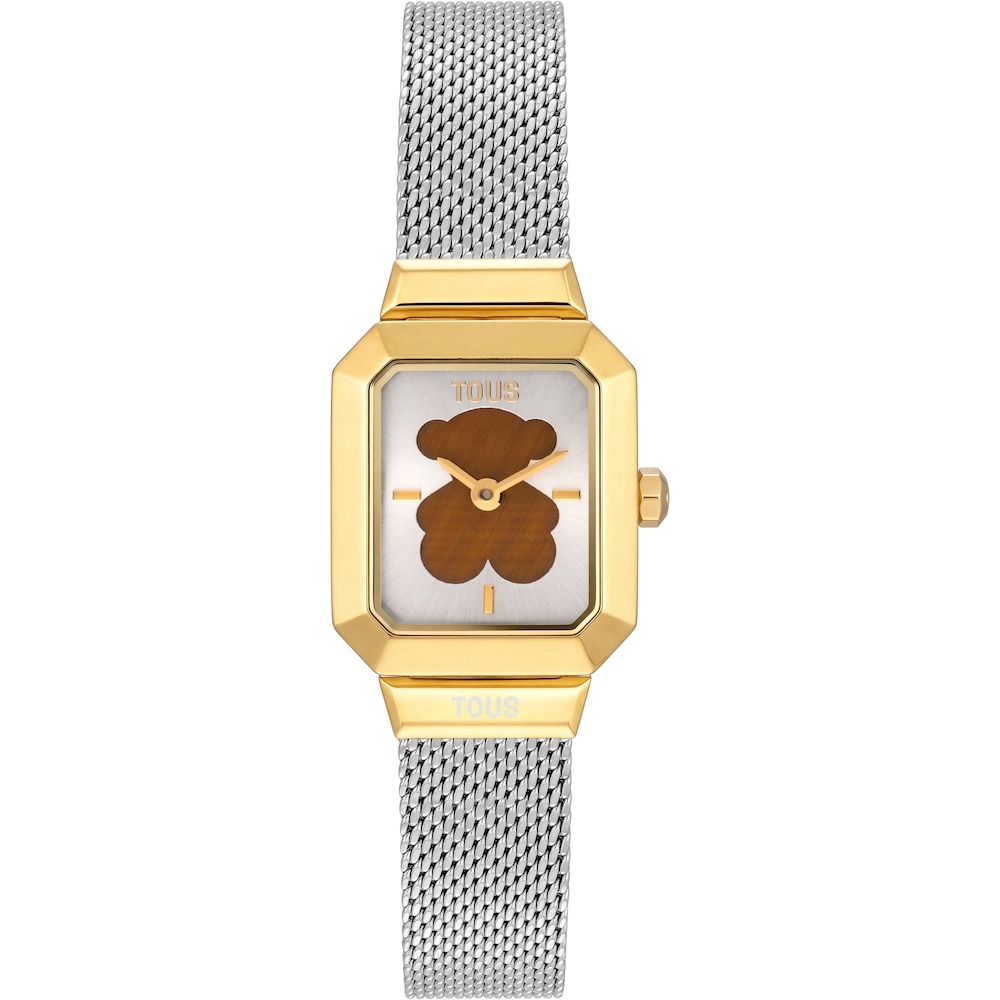 Analoguhr aus goldfarbenem Stahl mit Tigerauge TOUS Karat Reveal