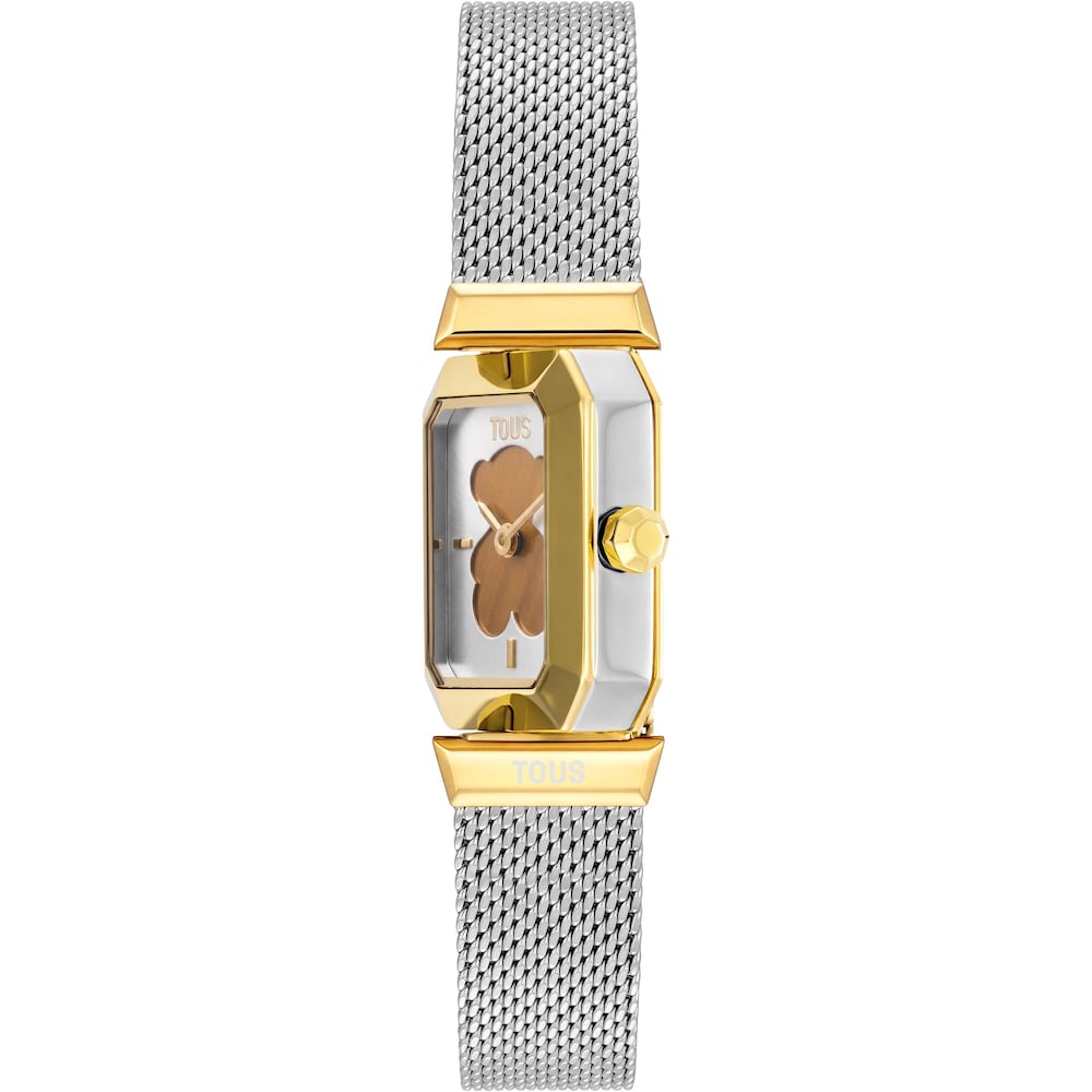 Analoguhr aus goldfarbenem Stahl mit Tigerauge TOUS Karat Reveal