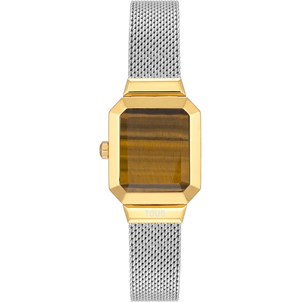 Analoguhr aus goldfarbenem Stahl mit Tigerauge TOUS Karat Reveal