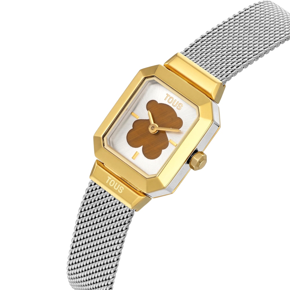 Analoguhr aus goldfarbenem Stahl mit Tigerauge TOUS Karat Reveal