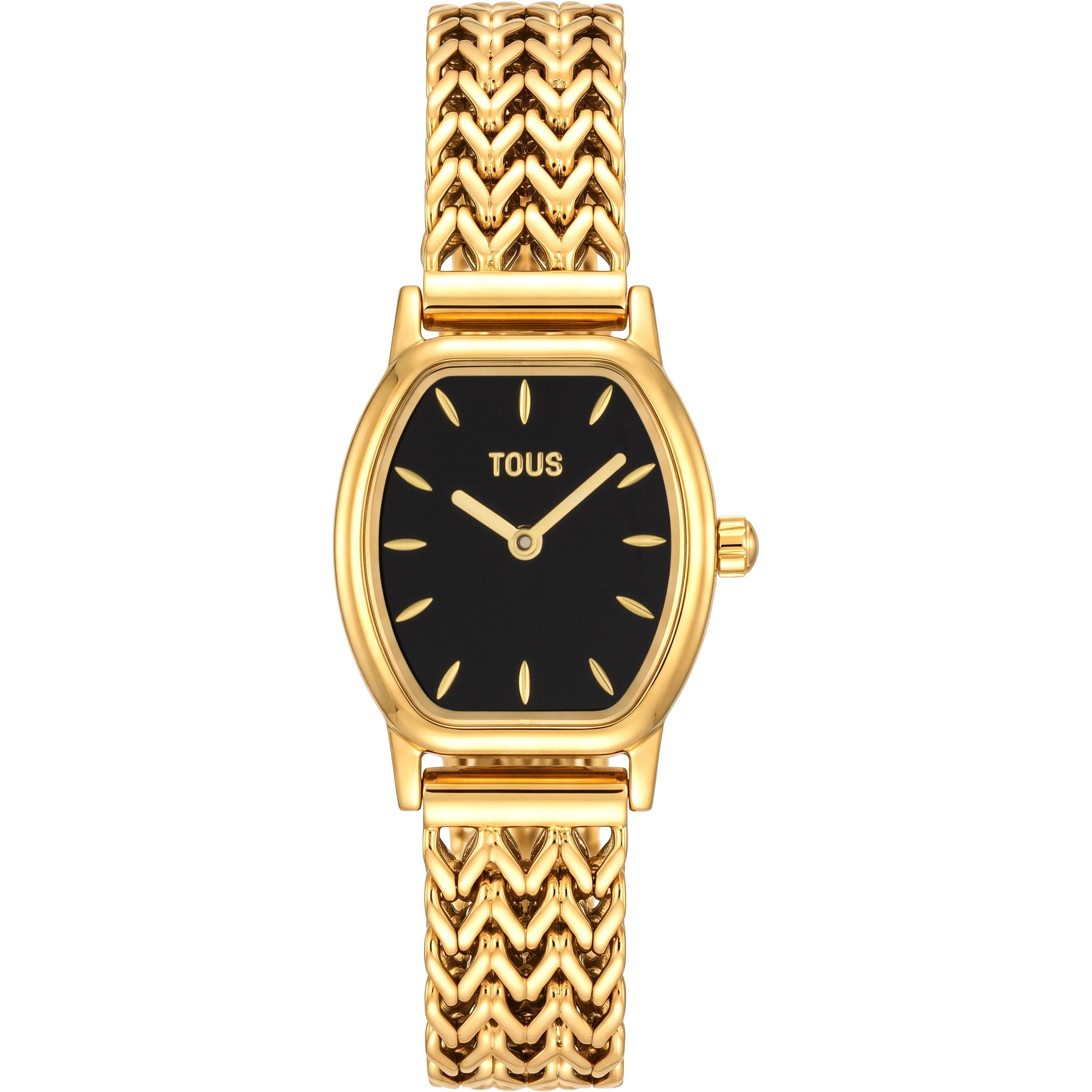 Analog watch with gold-colored steel bracelet and onyx TOUS Osier Mini