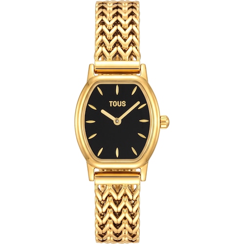 Orologio analogico con bracciale in acciaio color oro e onice TOUS Osier Mini