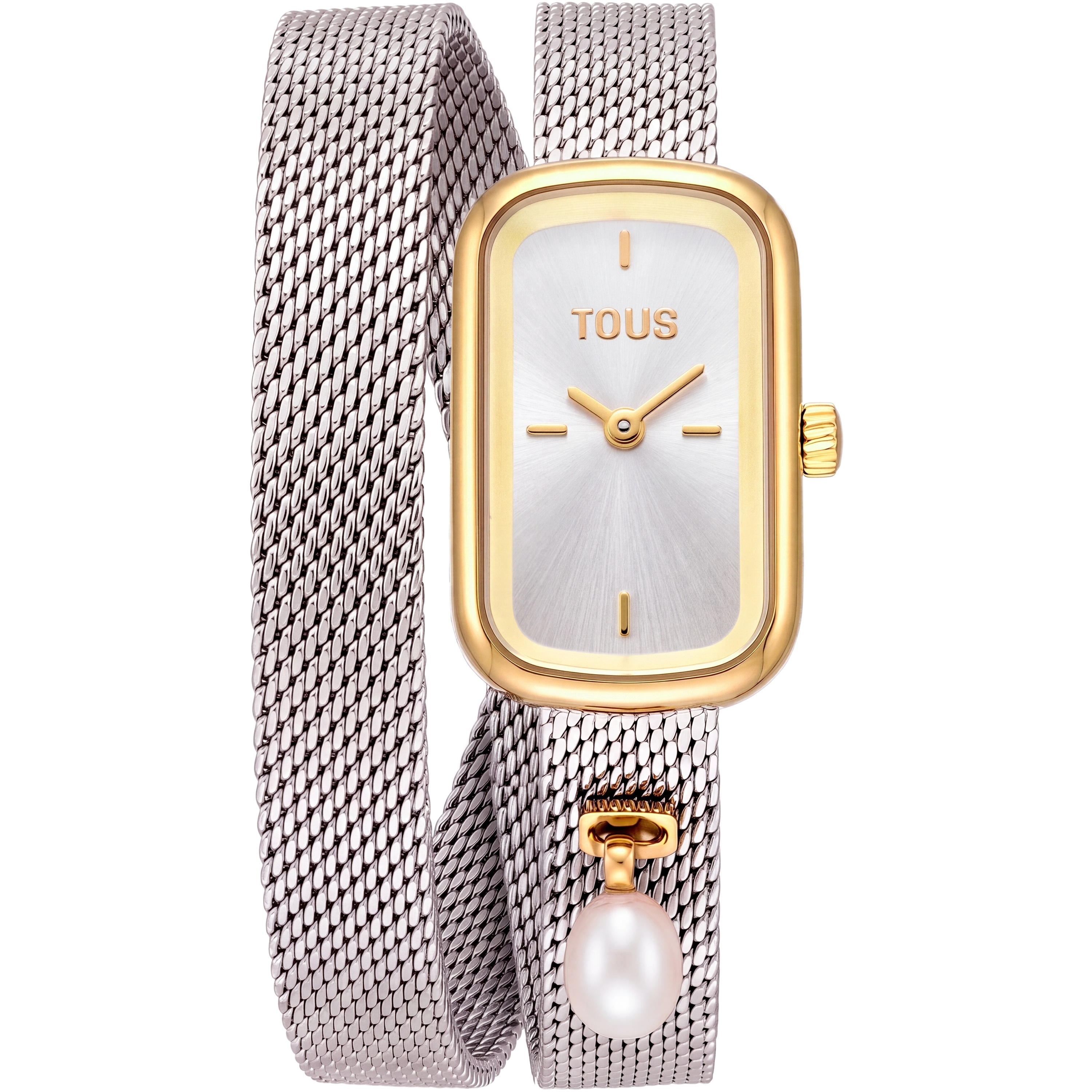 Analog watch with steel bracelet and cultured pearl TOUS T-Band Club Embraced