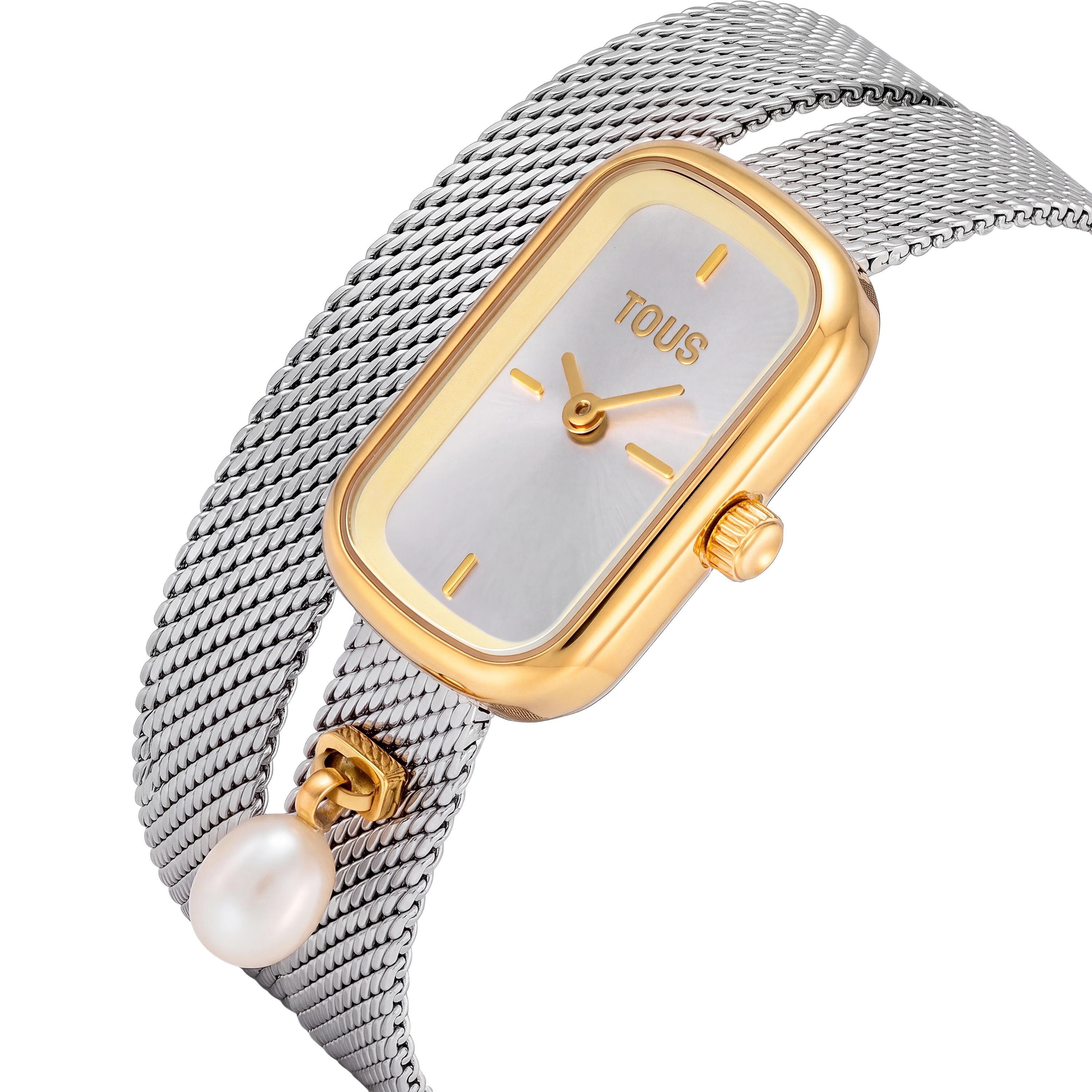 Analog watch with steel bracelet and cultured pearl TOUS T-Band Club Embraced