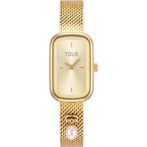 Analog watch with gold-colored steel bracelet and cultured pearl TOUS T-Band Club