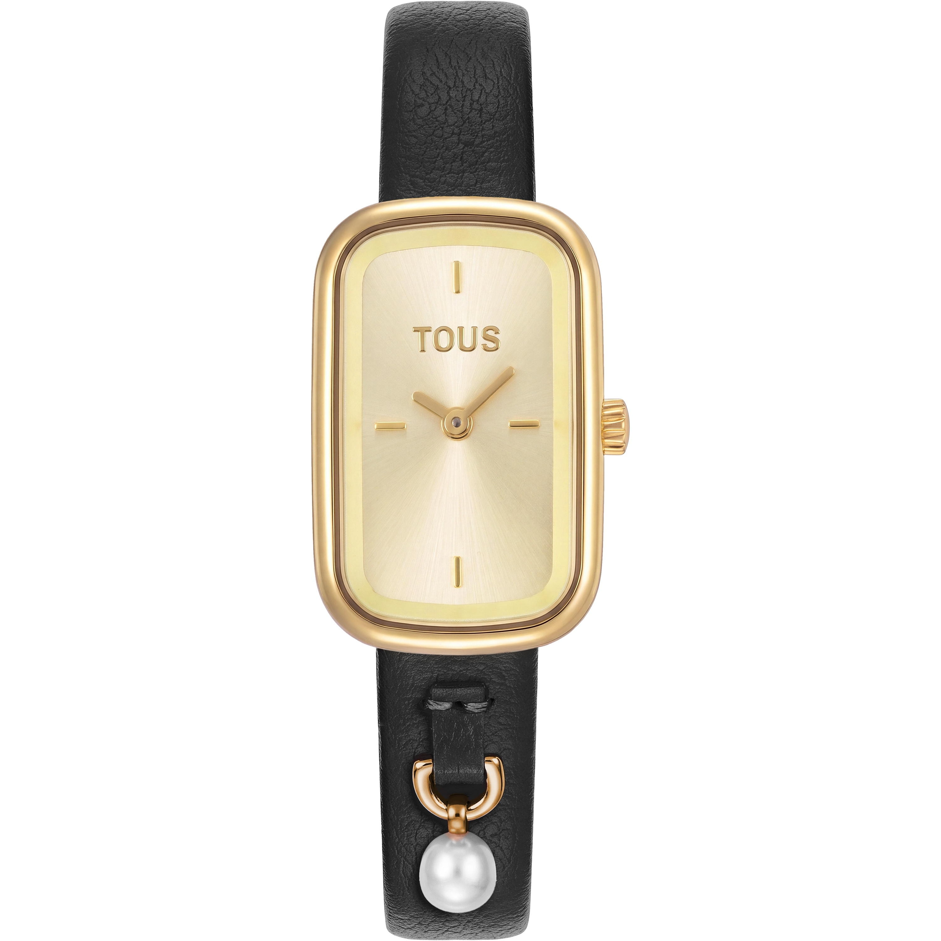 Analog watch with black leather strap TOUS T-Band Club