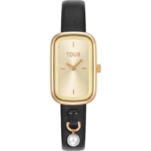 Analog watch with black leather strap TOUS T-Band Club