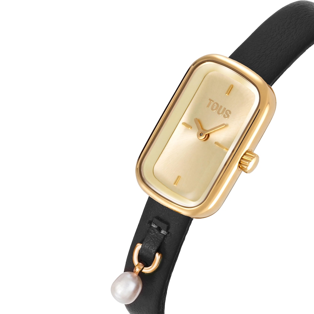 Analog watch with black leather strap TOUS T-Band Club