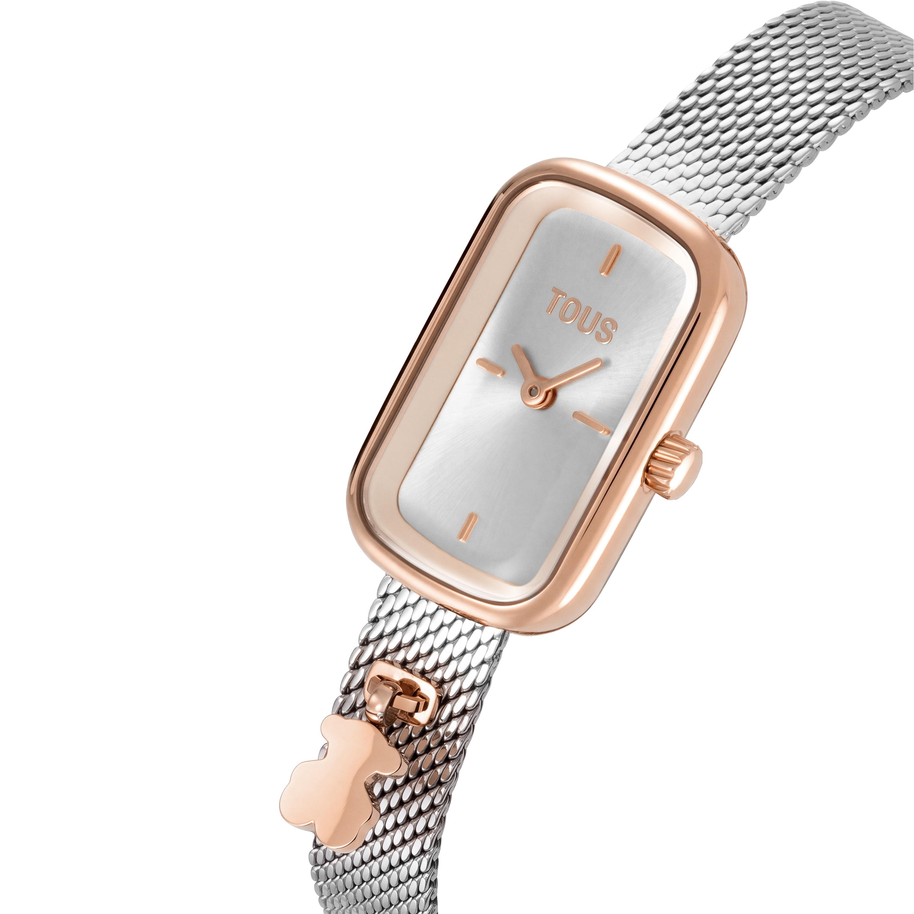 Two-tone pink Analog watch and steel bracelet TOUS T-Band Club