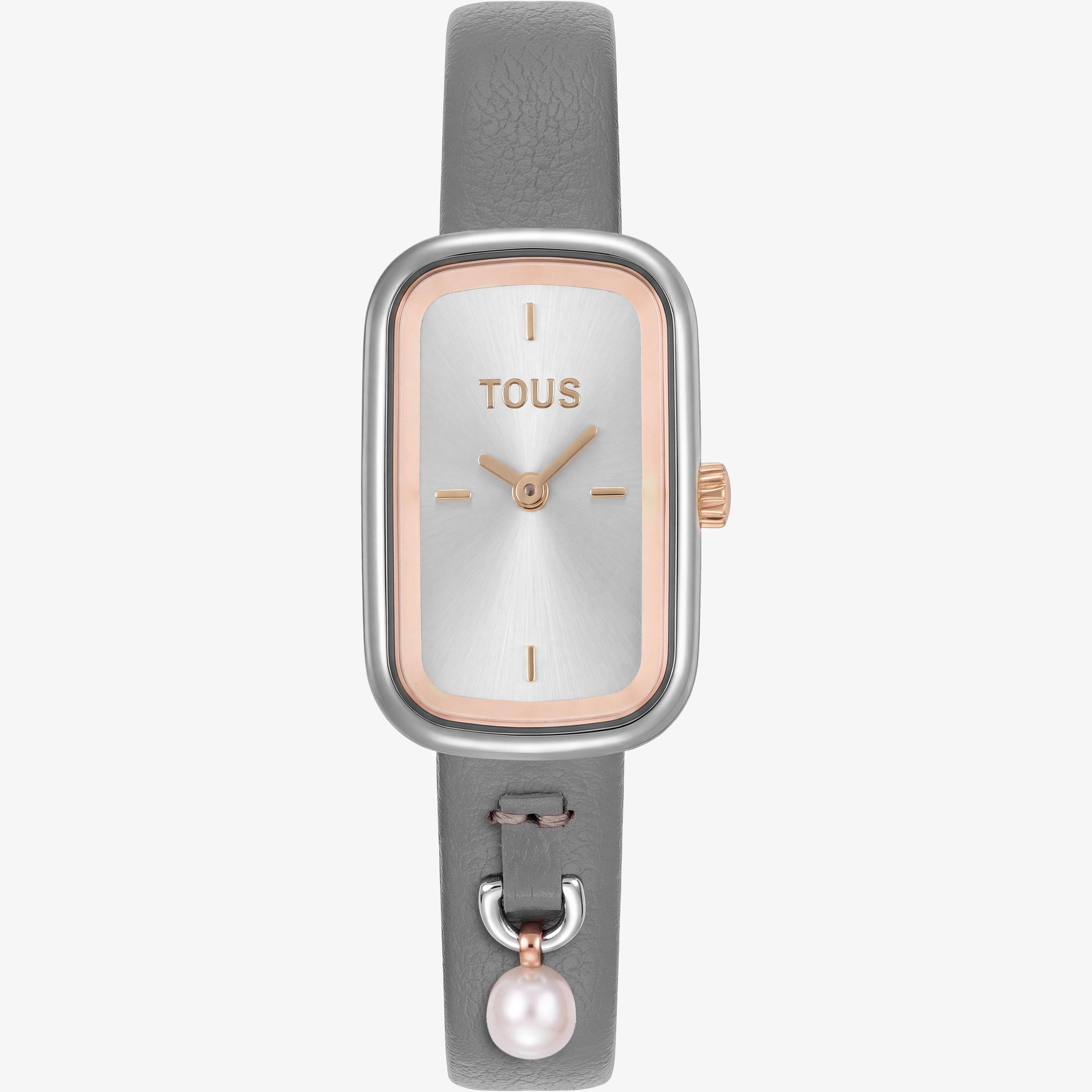 Analog watch with gray leather strap TOUS T-Band Club