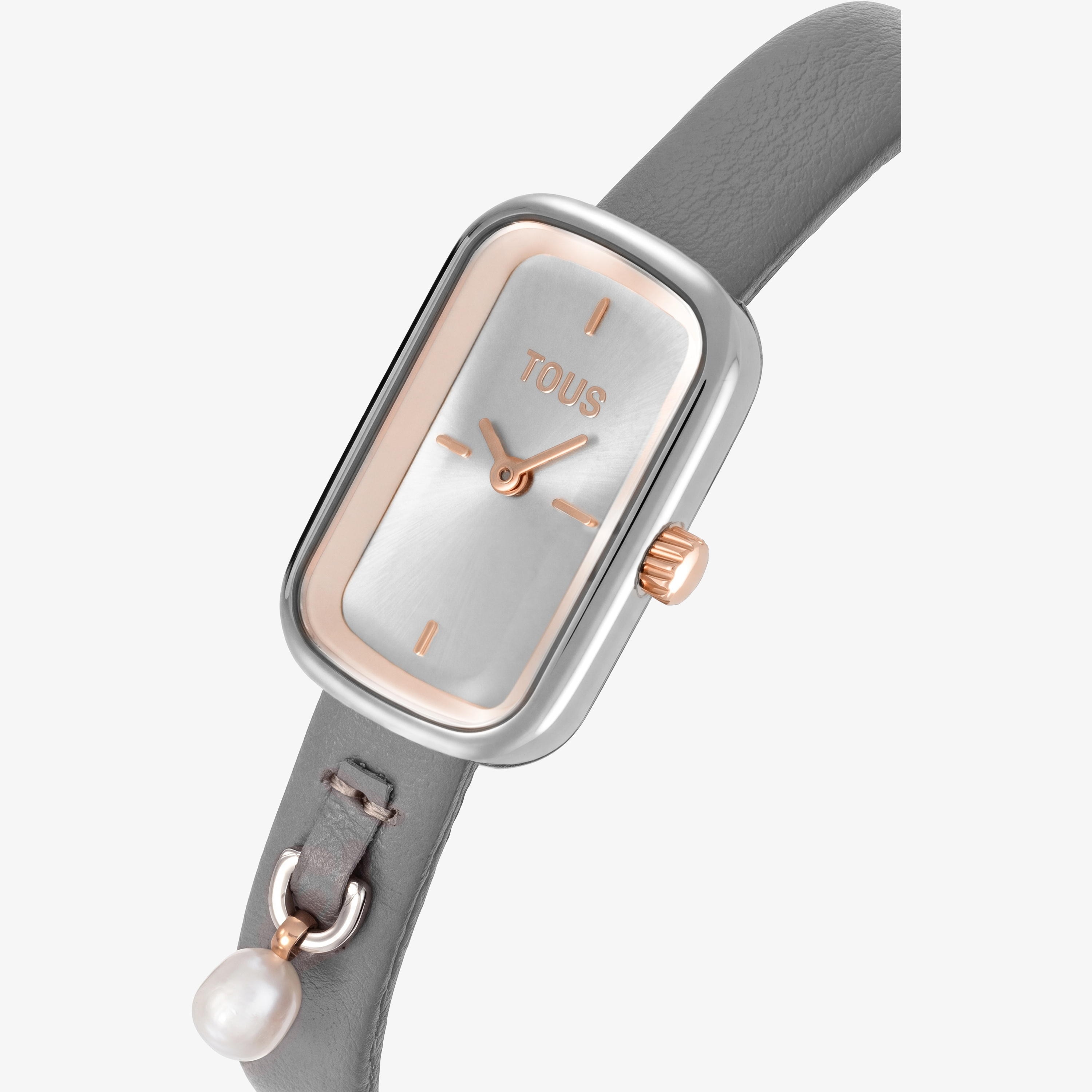 Analog watch with gray leather strap TOUS T-Band Club