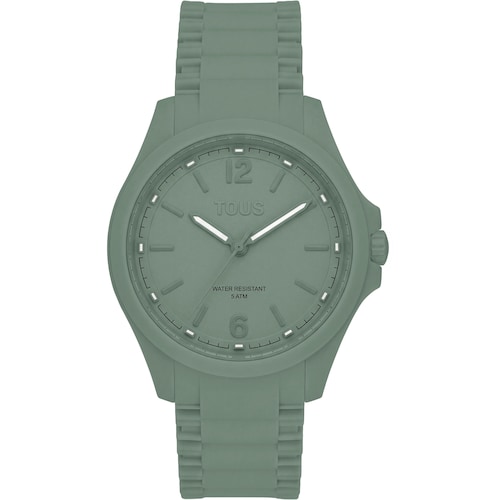 Reloj anal&oacute;gico y correa de silicona verde Drive