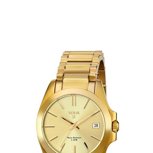 Reloj anal&oacute;gico Drive 34 de acero IP dorado image number 0