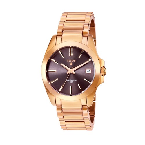 Reloj anal&oacute;gico Drive 34 acero IP rosado image number 0