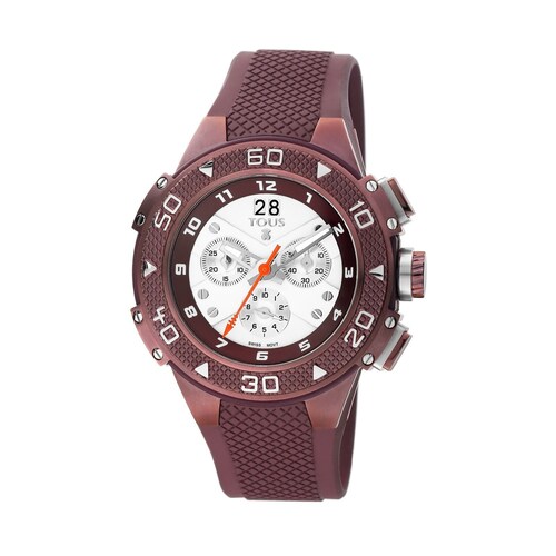 Purple Steel IP Xtous Watch with purple Silicone strap image number 0