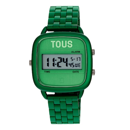 Reloj digital con brazalete de aluminio en color verde D-Logo