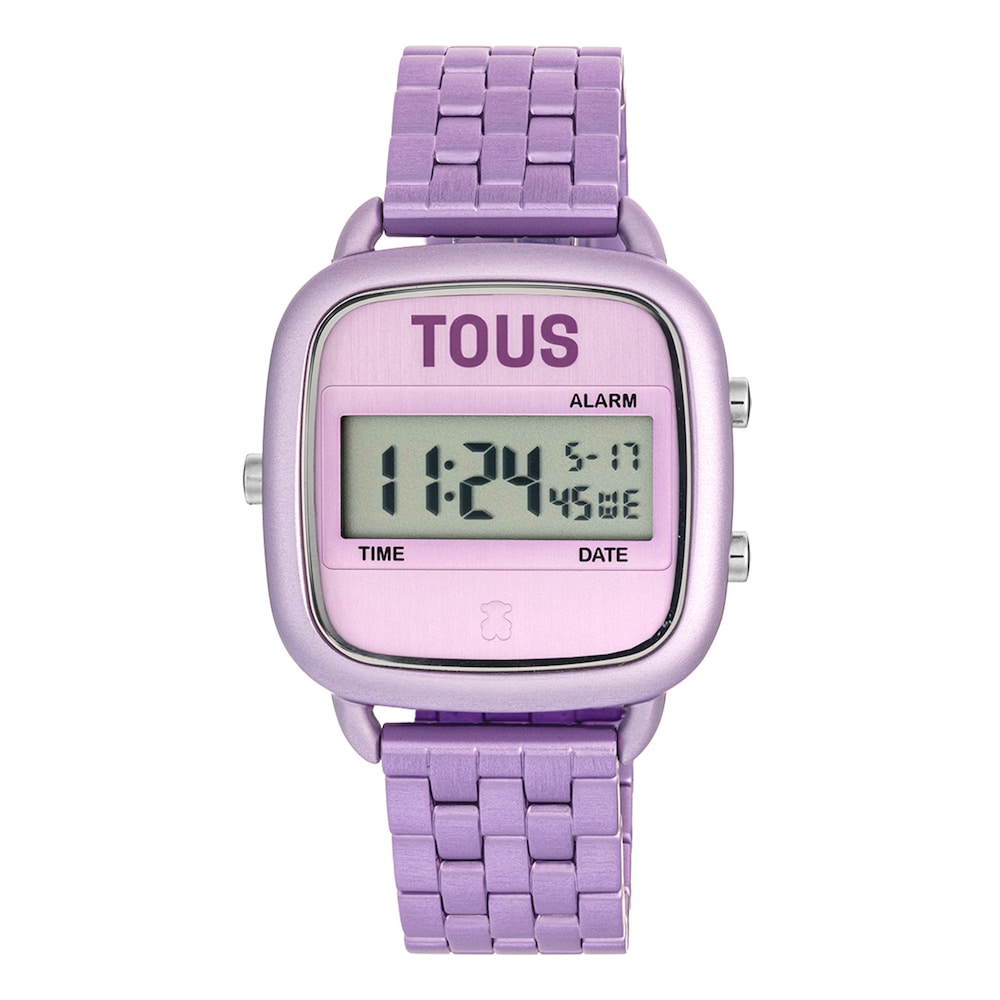 D-Logo Digital watch with mauve steel strap