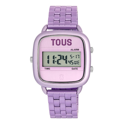 Reloj digital con brazalete de aluminio en color malva D-Logo