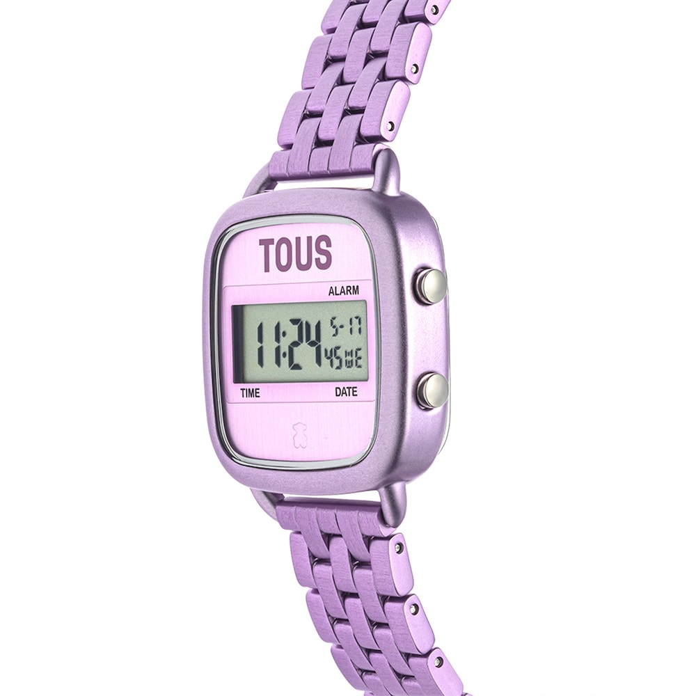 D-Logo Digital watch with mauve steel strap