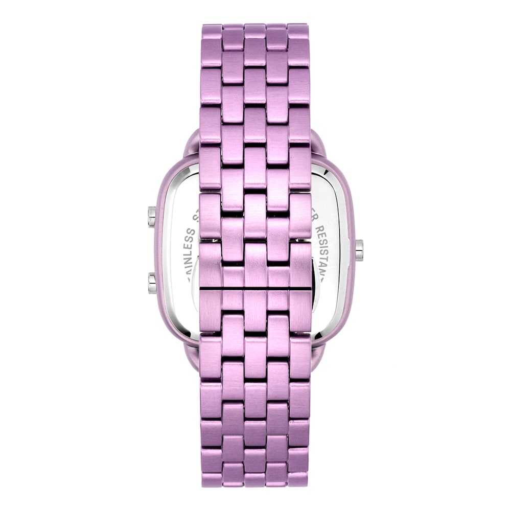 D-Logo Digital watch with mauve steel strap