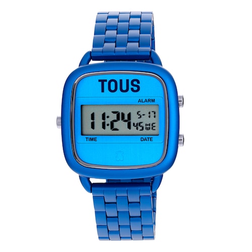 Reloj digital con brazalete de aluminio en color azul D-Logo