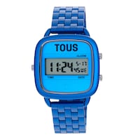 Reloj digital con brazalete de aluminio en color azul D-Logo