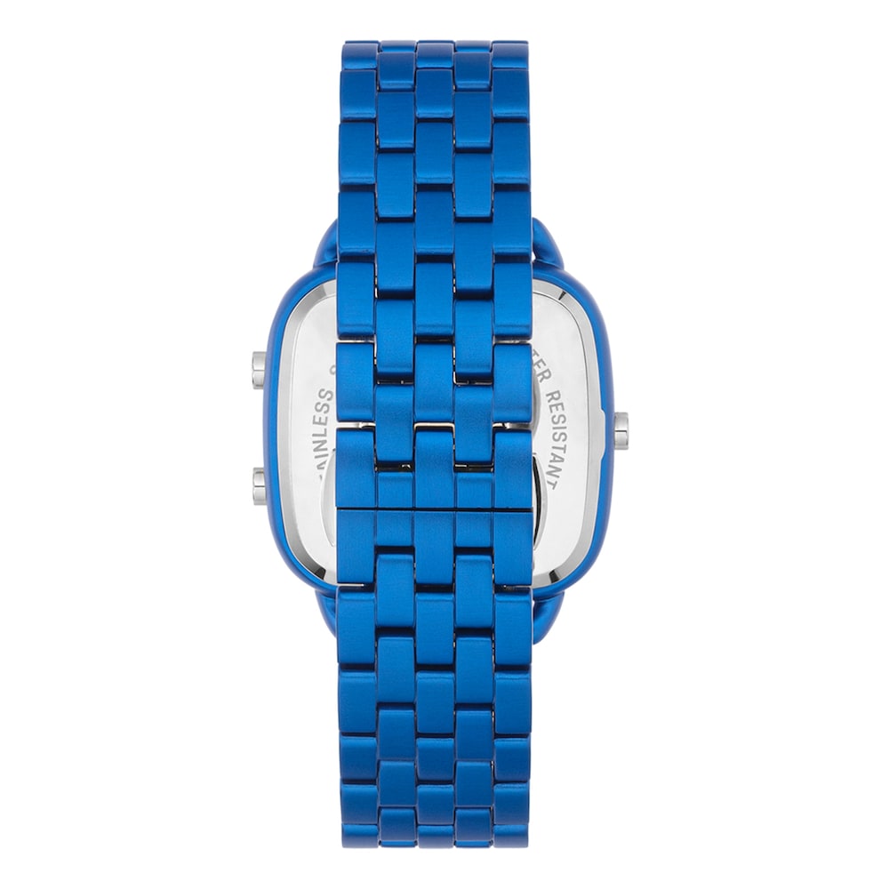 D-Logo Digital watch with blue steel strap